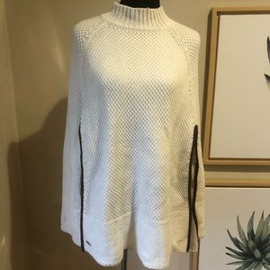 Lauren Ralph Lauren Cream Wool Poncho Sweater
